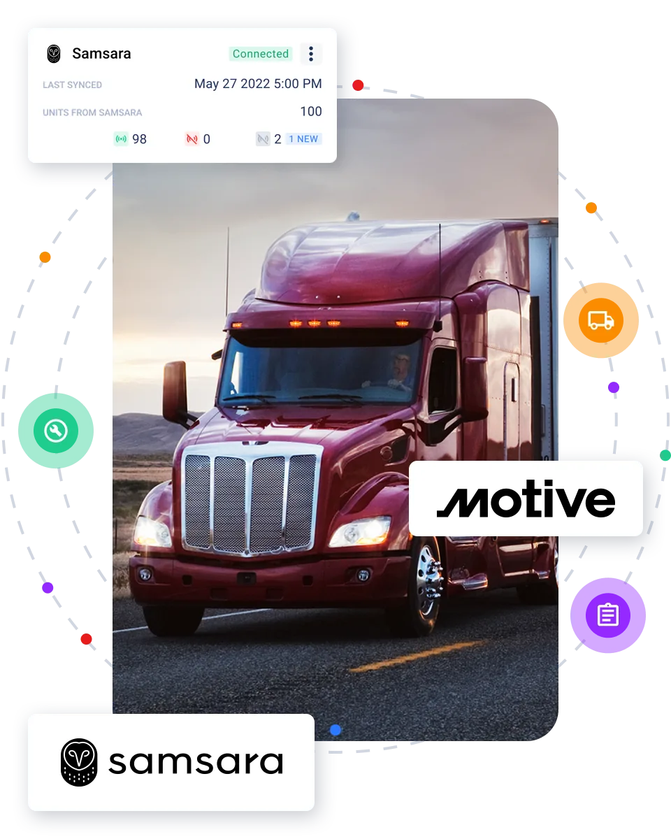 Fleet software integrations showing a fleet with telematics data syncing automatically into Fleetpal