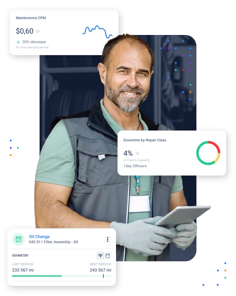 Fleet Maintenance Software 3 Fleet mechanic using fleet maintenance software on a tablet