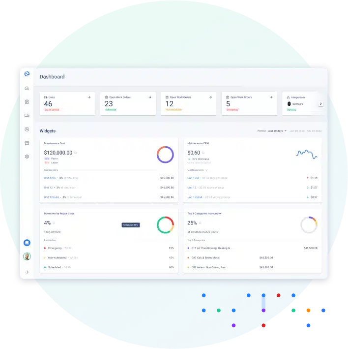 fleetpal dashboard wit fleet maintenance kpi and reports