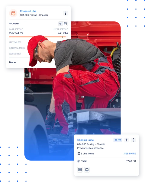 Truck mechanic changing tires